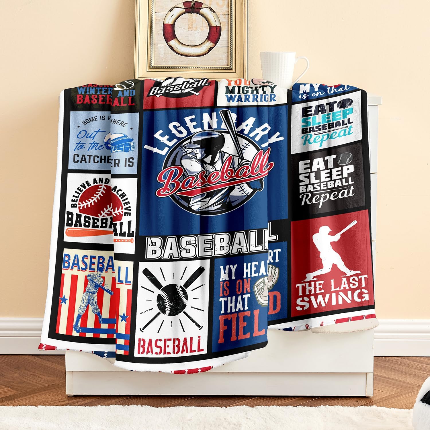 Wajade Baseball Blanket for Boys Adults Baseball Gifts for Kids 1-12 Soft Fleece Throw Blanket for Bedroom Living Rooms Sofa Couch Sports Fan Gifts for Kids Dads Coaches 50"x60" - Image 3