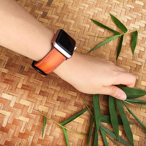 Orange leather apple watch strap Clearance