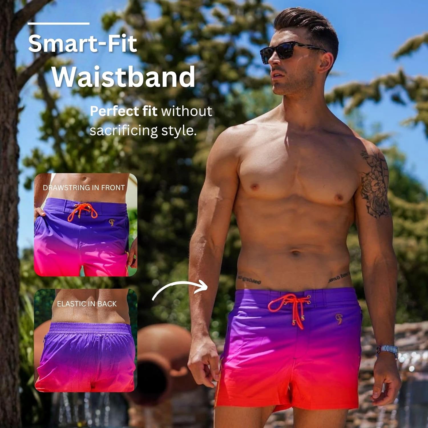 Tucann Men's Trunks 3" Compression Liner Quick Dry Zipper Pocket Chlorine Resistan 4 Way Stretch Swim Shorts for Men