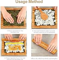 Vista 4 de Alfombrilla de bambú para sushi de 9.5"x9.5", rodillo para kimbap (2 PIEZAS)