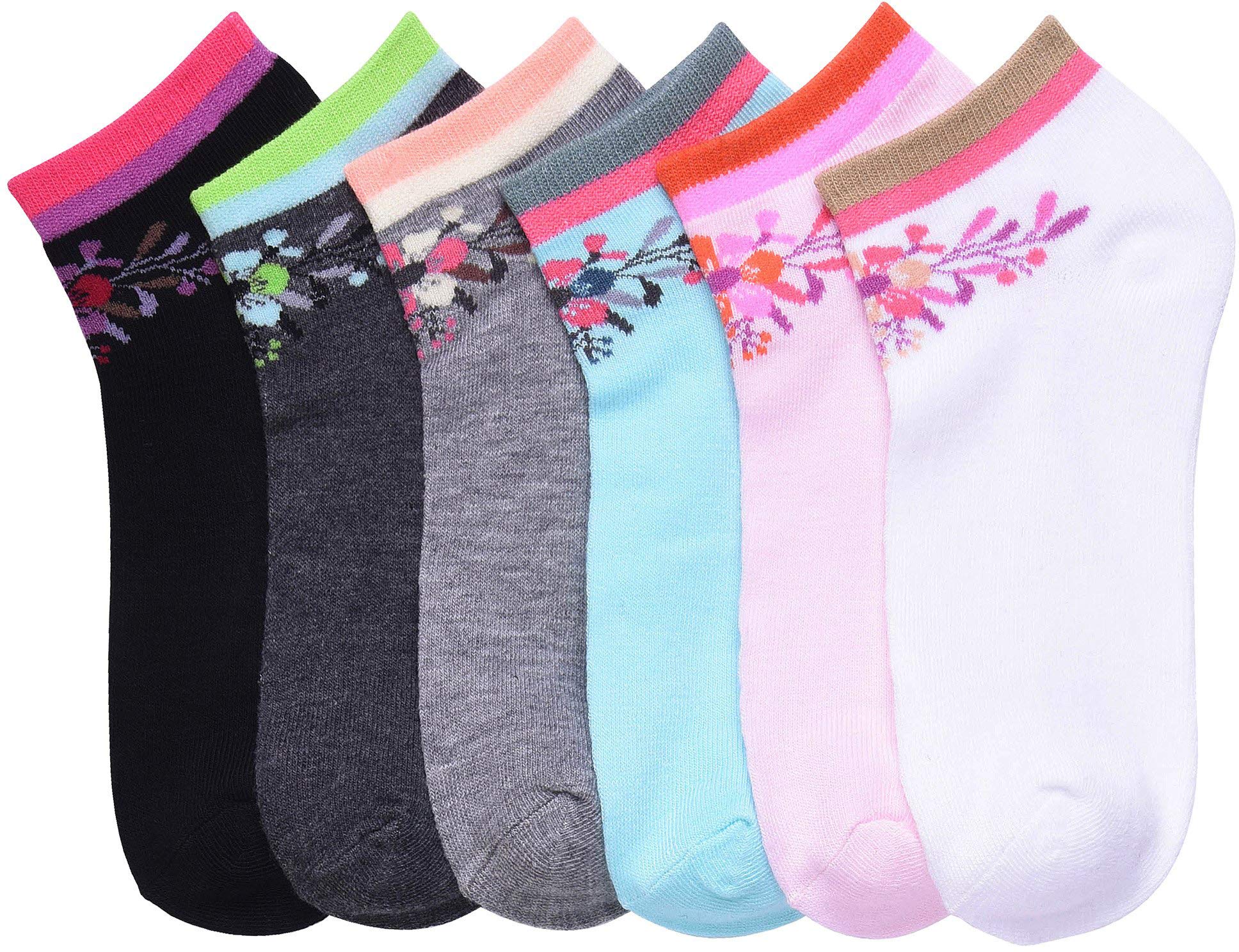 ToBeInStyle Pack of 6 Printed &amp; Solid Low Cut Ankle Socks - Kid’s &amp; Adults