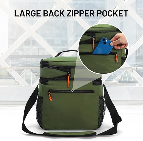 Miniatura 5 de MIER Lonchera para hombres con aislamiento expandible de doble compartimento, bolsa a prueba de fugas con bolsillos delanteros y traseros para