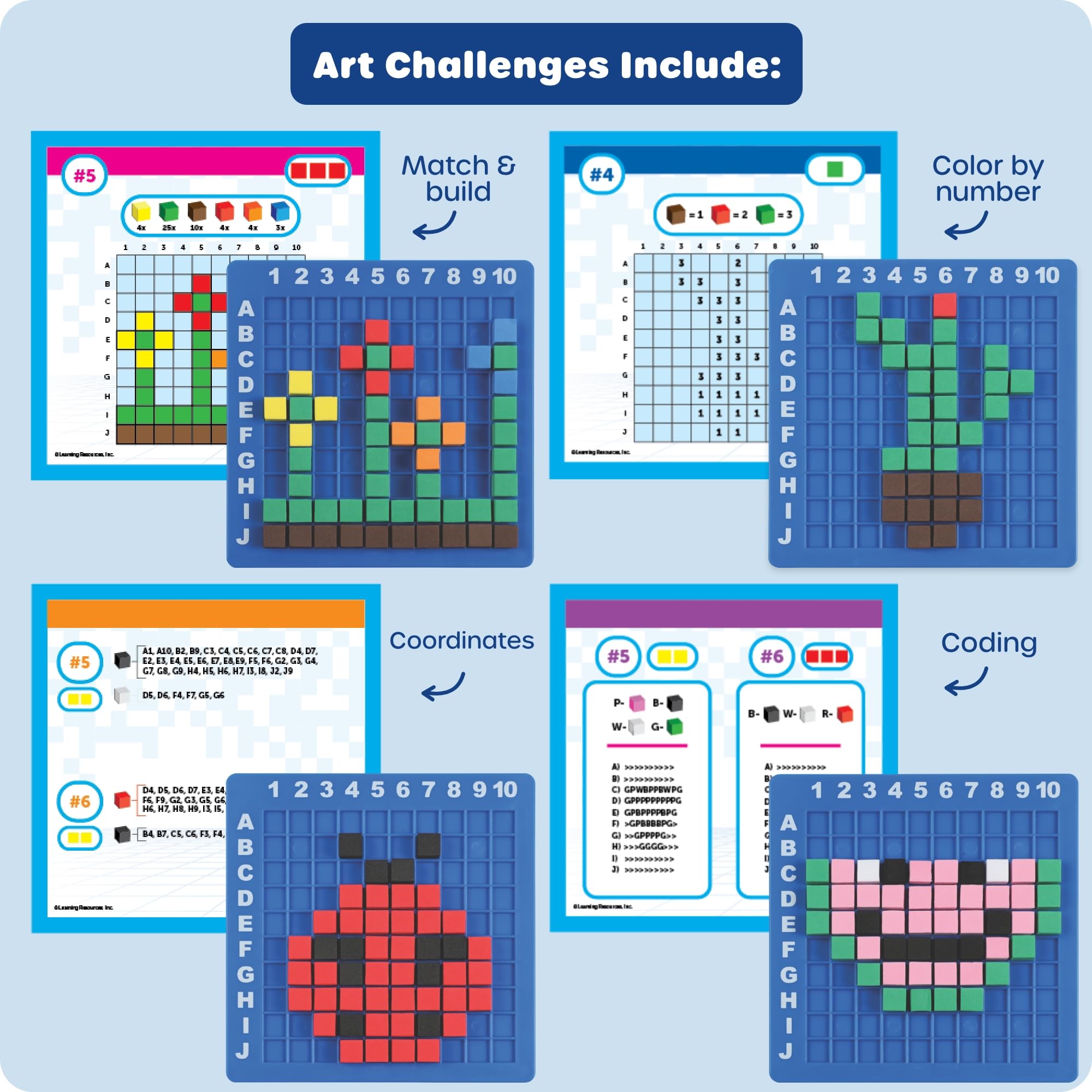 Learning Resources Pikselowa Sztuka STEM Explorers, 402 Elementy, Od 5 Lat, Zabawki dla Dzieci, Podstawy Kodowania, Zajęcia Szkolne
