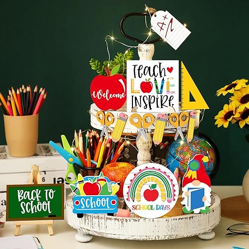 Miniatura 2 de 15 piezas de bandeja escalonada de Margarita de verano, letreros de madera de limón, bandejas decorativas, artículos de patrones surtidos,