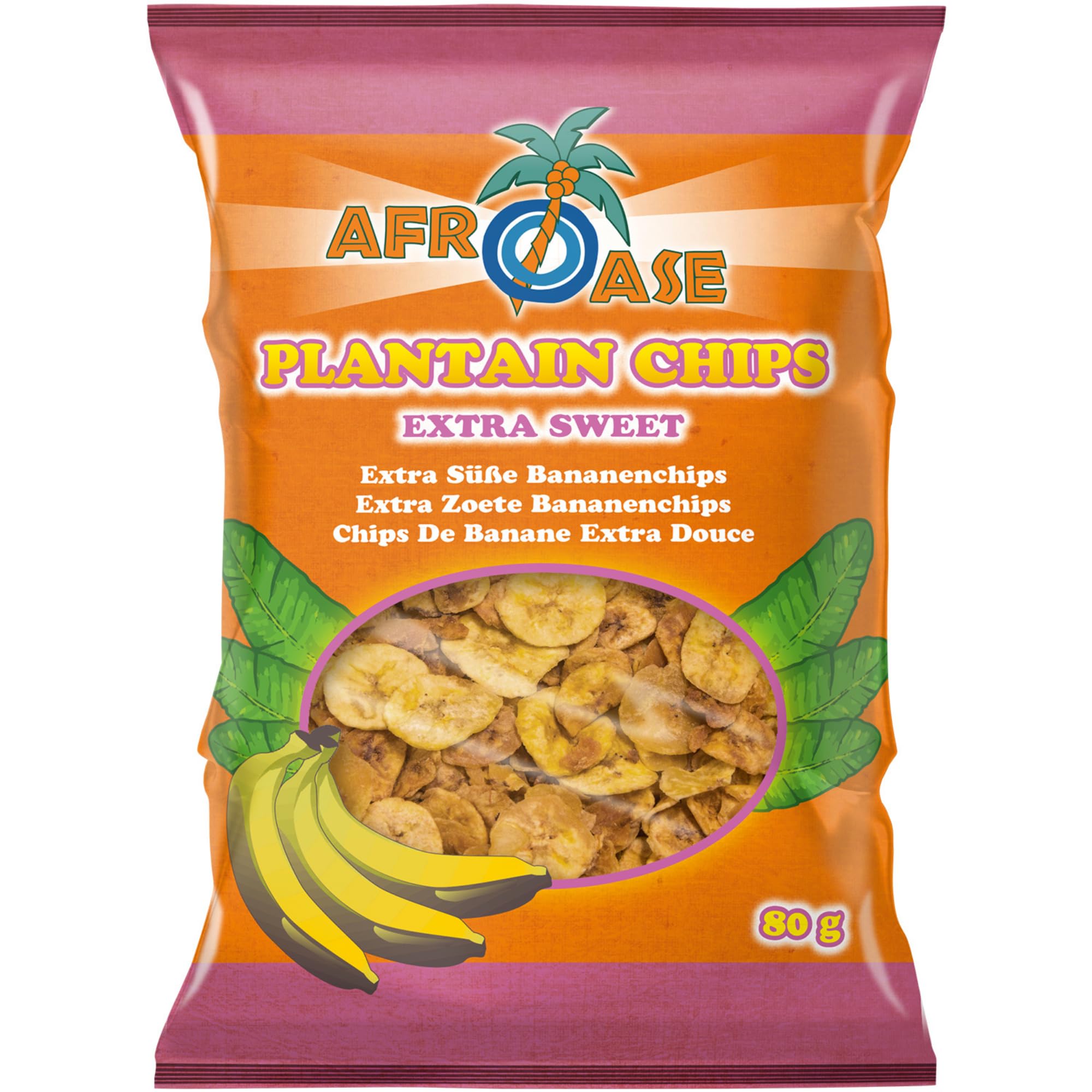 AFROASE - Bananen Chips Extra Süsse - Multipack (20 X 80 GR)