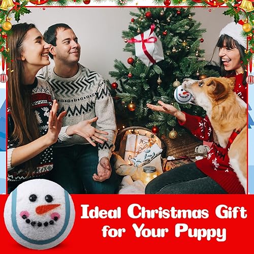 Miniatura 5 de Civaner 18 pelotas de tenis chirriantes de Navidad para perros de 2.5 pulgadas, a granel, pelota para perros pequeños, medianos y grandes, juguete