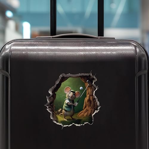 Miniatura 7 de Calcomanía de ratón de golf en agujero de ratón, adhesivo de pared 3D con agujero de ratón