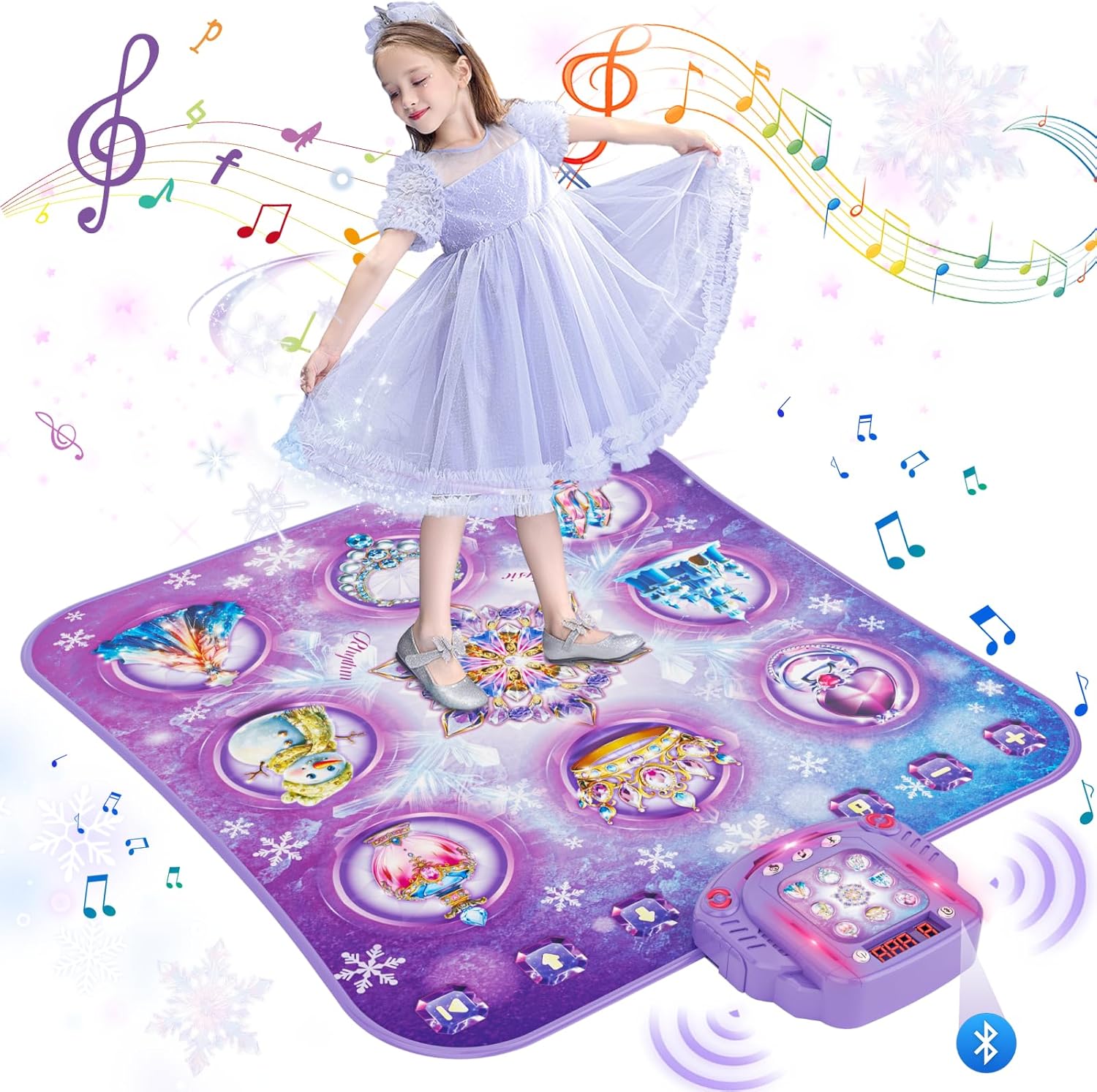 Dance Mat for 3-12 Year Old Girls, Frozen Dance Pad with Wireless Bluetooth, Purple Electronic Music Princess Toys Birthday for Kids and Toddlers Ages 3 4 5 6 7 8 9 10 + - Image 7