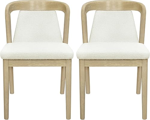 Miniatura 4 de Christopher Knight Home Falei Boucle - Juego de 2 sillas de comedor tapizadas, respaldo curvado, silla de comedor sin brazos de madera, asiento