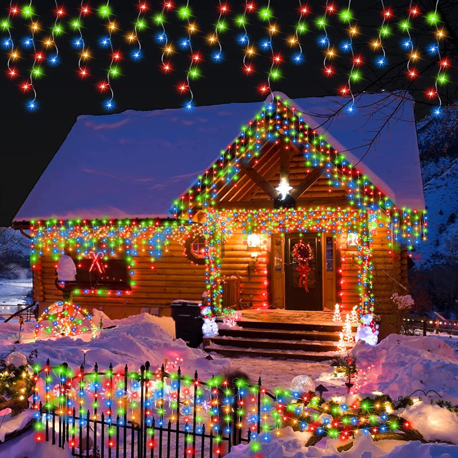 Solar Lichterkette 300 LED Eisregen-Vorhang – 32,8 Ft Lang, Wasserfest Mit Fernbedienung & 8 Modi | Für Weihnachtsdeko Draußen