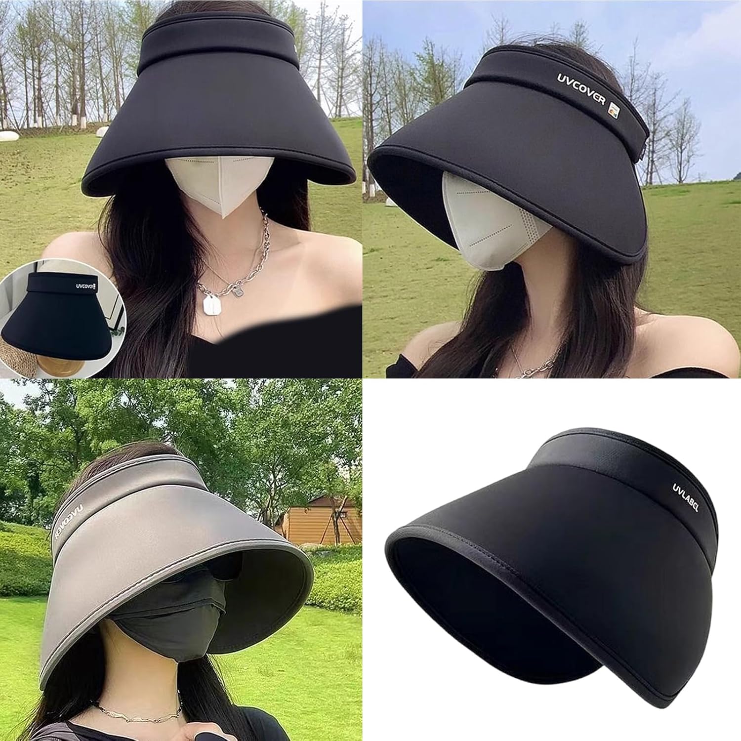 Empty Top Wide Brimmed Packable Sun Visors Hat for Hot Weather Beach and Outdoor Activities Ponytail Hat Breathable Sun