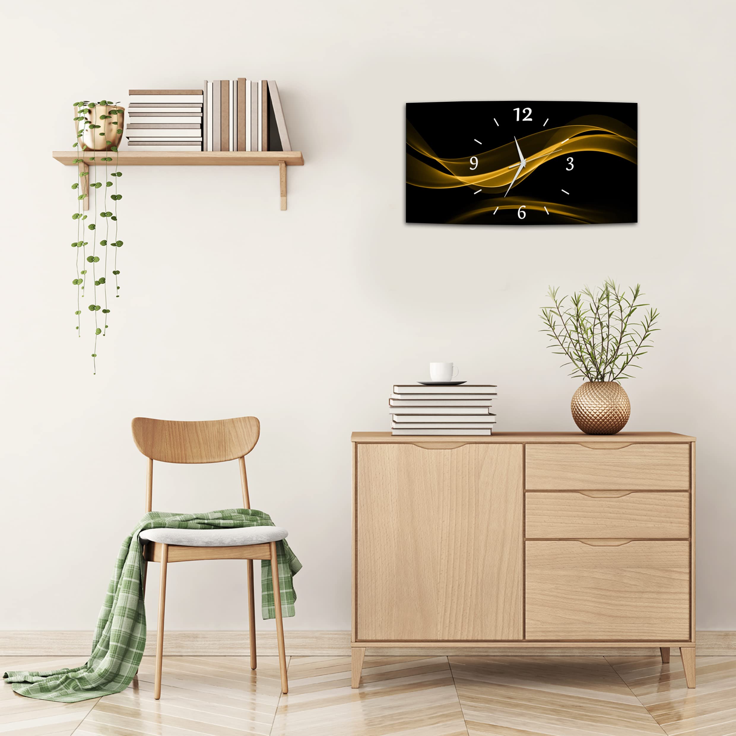 BM Funk Quarz Wanduhr Funkwanduhr Funkwanduhren Funkuhr Funkuhren kein Ticken lautlos geräuschlos leise modern ohne Tickgeräusche groÃŸ XXL Wohnzimmer Küche Digital Art Abstrakt 10143-1a WZ