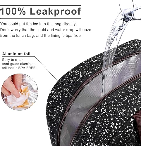 Miniatura 5 de BALORAY - Lonchera para mujeres y hombres con aislamiento para adultos reutilizable para el trabajo picnic escuela o viajes negro estrellado