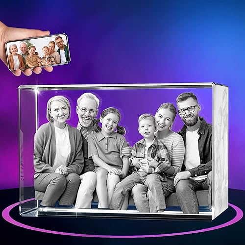 Miniatura 23 de ArtPix - Foto 3D de cristal de alta calidad, regalos para papá, mujeres, esposa, ella, abuelo, gran regalo personalizado con tu propia foto, grabado