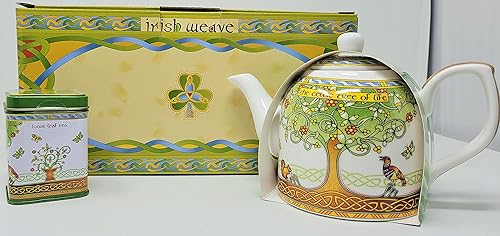 Miniatura 6 de Royal Tara Juego de 1 té de hojas sueltas Irish Breakfast, té de mezcla negra en lata reutilizable y 1 1 tetera de porcelana, tetera irlandesa,