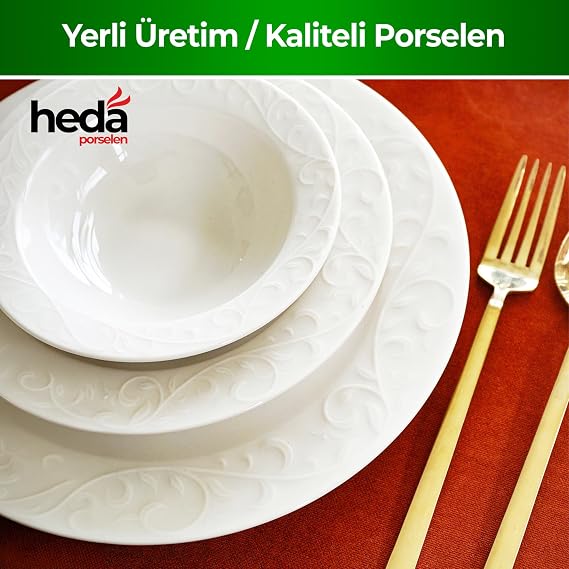 Heda Porselen Bahar 18 Parça 6 Kişilik Porselen Yemek Takımı – Günlük ve Misafirlik Kullanıma Uygun Sofra Seti