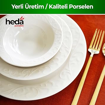 Heda Porselen Bahar 18 Parça 6 Kişilik Porselen Yemek Takımı – Günlük ve Misafirlik Kullanıma Uygun Sofra Seti