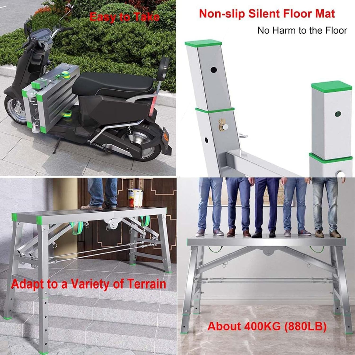 Adjustable Work Platform,Portable Folding Scaffolding,Scaffolding Equipment,Non-Slip Scaffold for Ceiling Cleaning,Painting,Car Washing,40cm Width,140cm