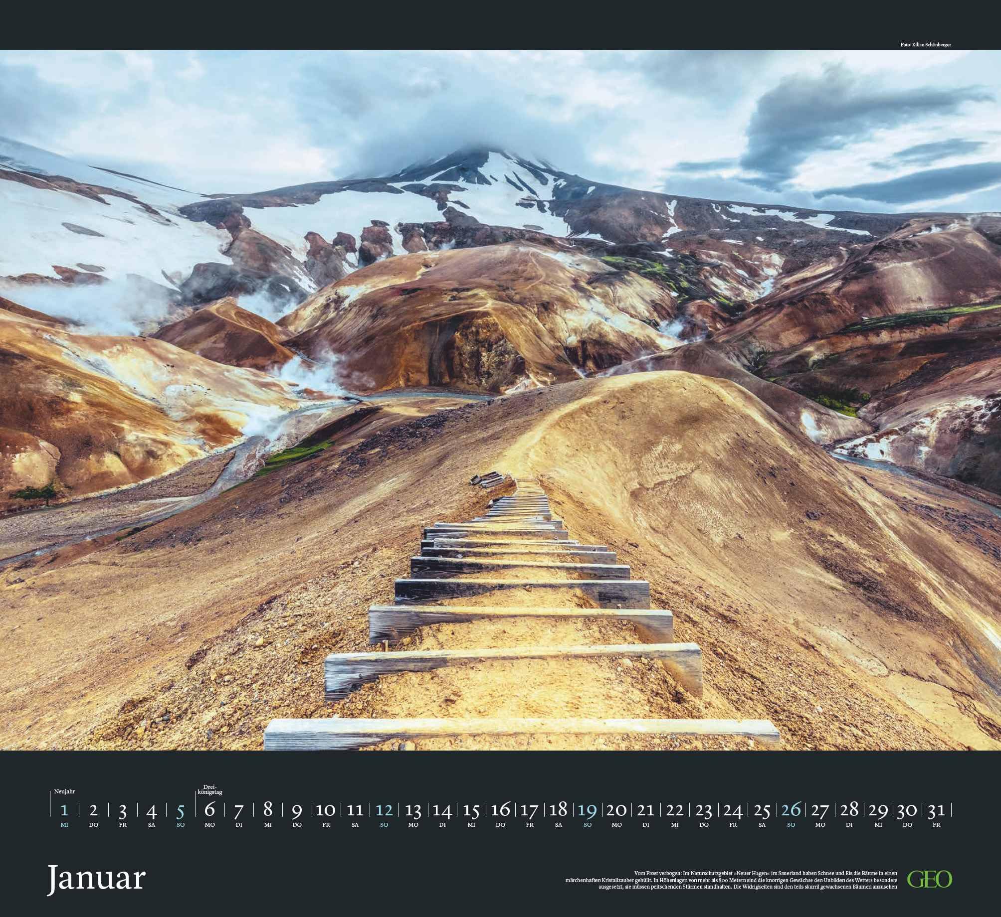 GEO Klassiker: Traumpfade Wandkalender 2025 - Beeindruckender Kalender für Wander- und Naturfreunde, Quadratisches Format 60x55 cm, mit Bildern von Malerischen Wanderwegen