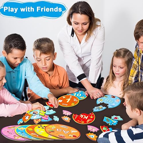 Miniatura 6 de Jacyan 36 rompecabezas de madera del alfabeto ABC y números para niños de 3, 4, 5 años, juguetes de aprendizaje del alfabeto para niños pequeños de