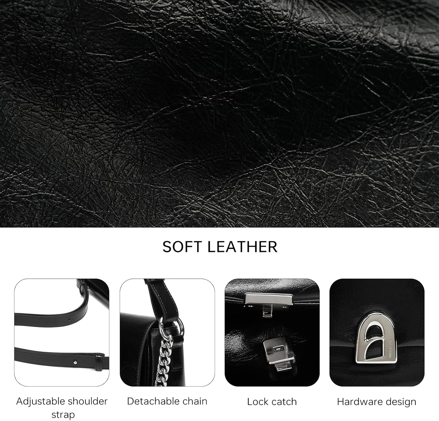 LA FESTIN Leather Crossbody Purse for Women Small Shoulder Bag with Adjustable Strap Trendy Designer Purses and Handbags - Image 3