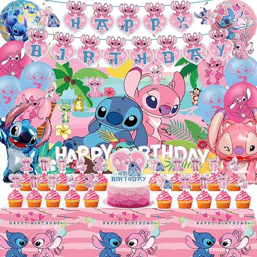 53 PCS Pink Cartoon Birthday Party Decorations Set for Girls Birthday | Cartoon Birthday Decorations, Decorations for Girls Birthday