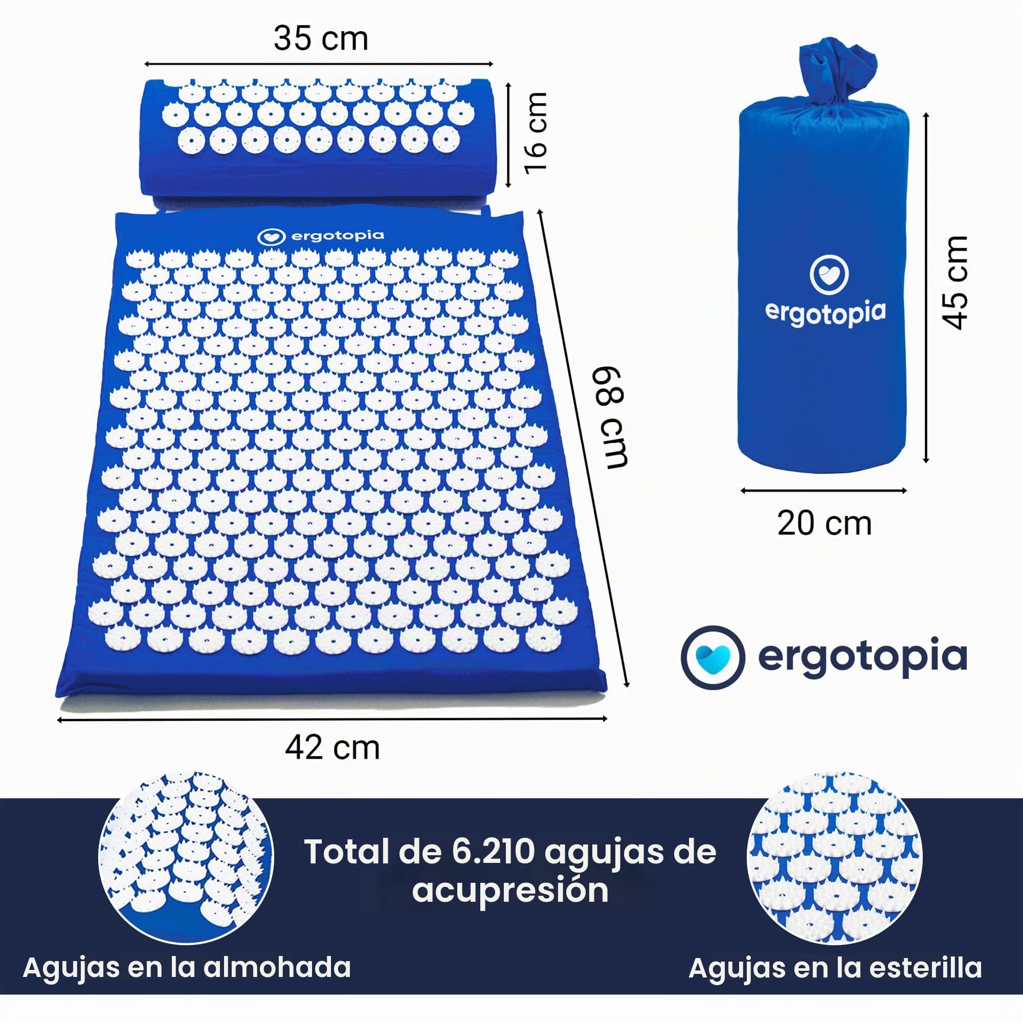 Ergotopia Alfombrilla con cojín de acupresión para masajes, relajación y mejorar la circulación sanguínea