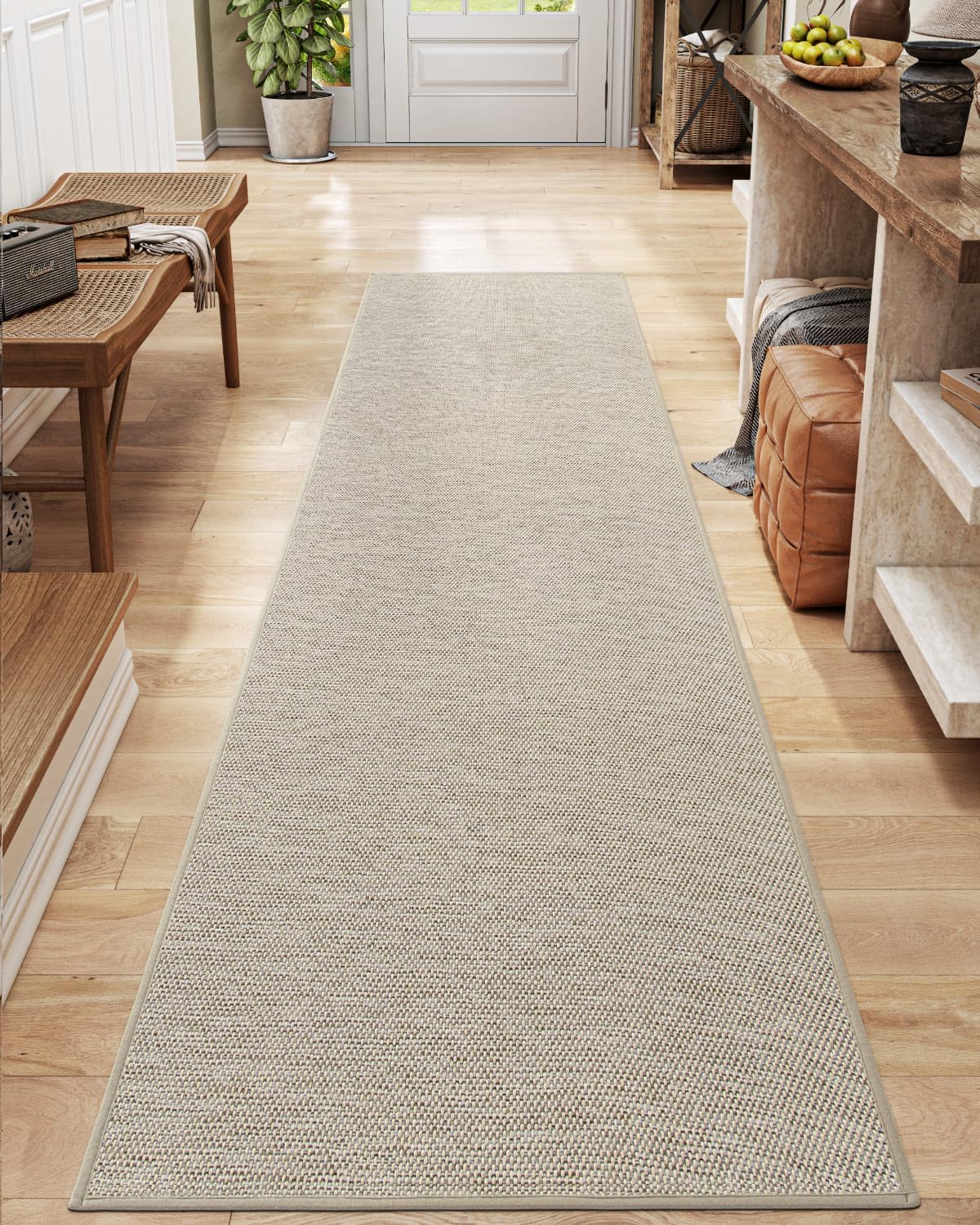 DEXI Runner Rug, 2.3'x10' Ultra Non Slip Rubber Backed Area Rugs, Thin Washable Carpet Runners for Indoor Entryway Hallway Laundry Bedroom Kitchen, Beige 2.3'x10' Beige