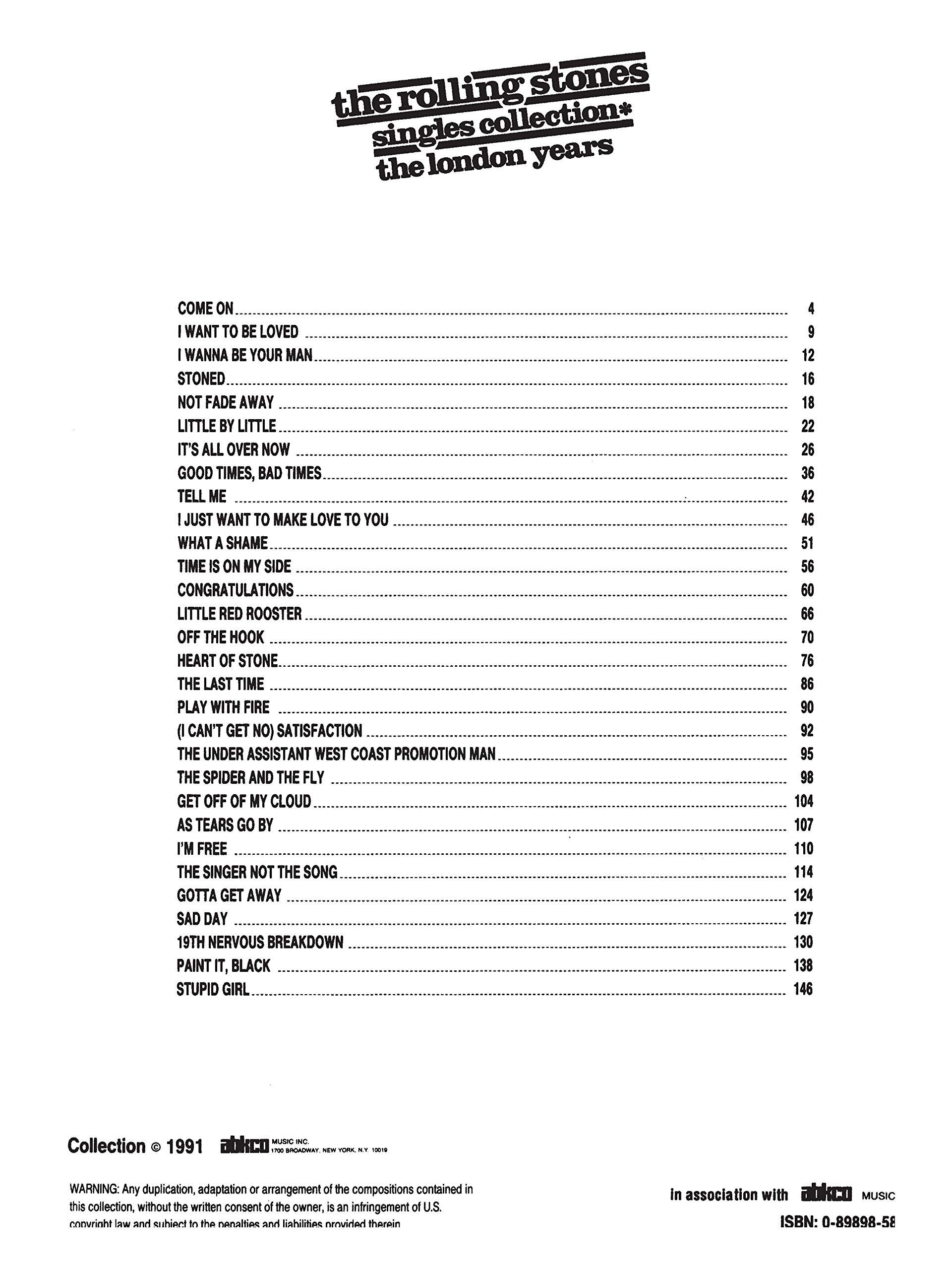 Rolling Stones : Singles Collection -London Years: The London Years / Guitar Tab Edition