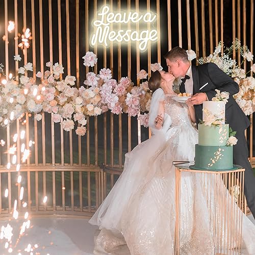 Miniatura 5 de Leave a Message - Letreros de neón para decoración de pared, letrero LED para libro de visitas, letrero de bienvenida, alimentado por USB para