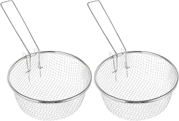 Deep Wire Basket for Cooking - Pack of 2 - Commercial Stainless Steel Fry Baskets With Handle - Deep Fryer Strainer - 7 Inches