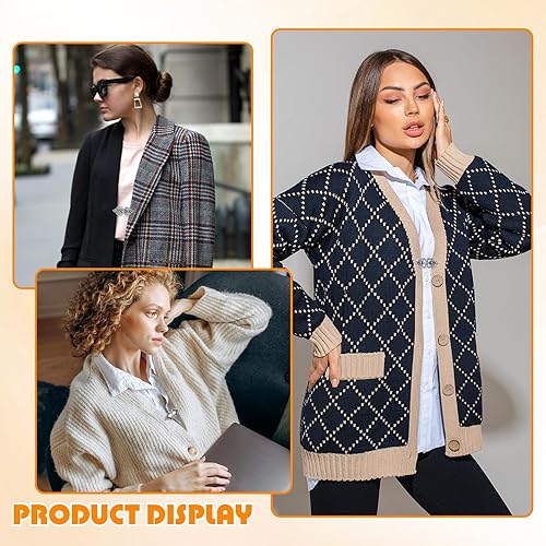 Miniatura 7 de 4 piezas vintage de diamantes para cárdigan con clip para suéter, chal, camisa de diamantes de imitación, bufanda, clips de cincha, cierre de capa,