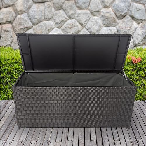 susici Caja de cubierta de 113 galones para almacenamiento al aire libre con diseño amigable con el jardín, ideal para muebles de patio, juguetes de