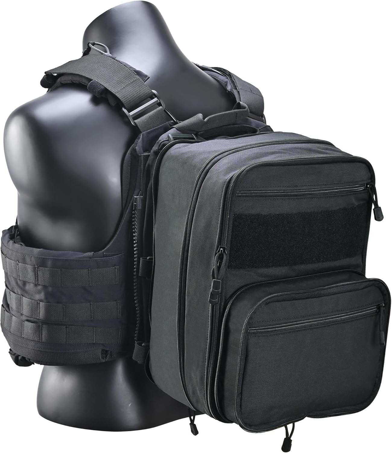 Tactical Expandable Flatpack, Chest Rig Backpack MOLLE Assault Pack Hydration Pack for PC Vest (Black)