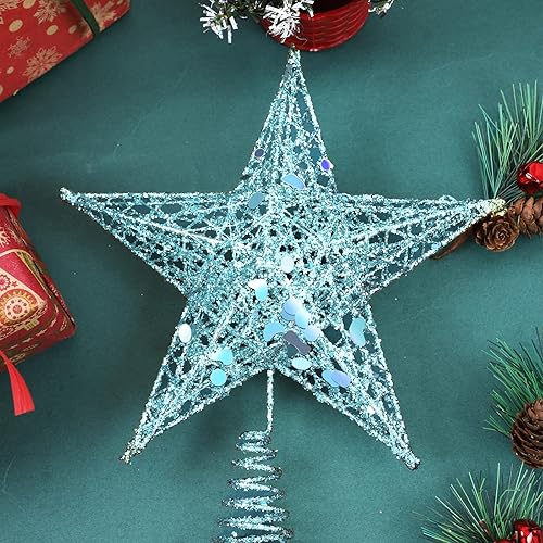 Vista 13 de URATOT - Decoración de estrella para árbol de Navidad con diamantina. Oro rosa