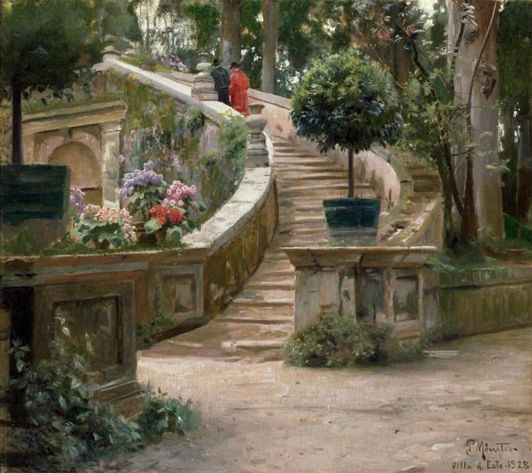 RZHRHJES Vintage Wall Art Picture on Canvas Wall Art Poster in the Park of the Villa Deste by Peder Monsted Canvas Poster for Office Decor 60x90cm