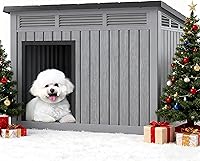 Vista 2 de Fancyango Casa para perros para uso en interiores y exteriores, techo resistente a la intemperie y suelo extraíble, se adapta a perros pequeños a