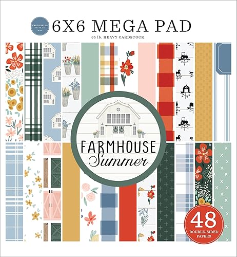 Miniatura 2 de Carta Bella Farmhouse Summer - Paquete de tarjetas de coleccionista con almohadilla de papel mega de 6 x 6, sólidos a juego, aglomerado, calcomanías