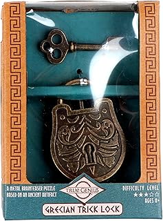 True Genius: Grecian Trick Lock - Metal Puzzle, Brain Teaser Puzzle, Unlock Mysteries of Ancient Greece, Difficulty Level 3, Project Genius, Ages 8+