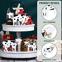 Vista 3 de Bucherry 3 piezas de decoración de mesa de vaca de madera, letreros de vaca de granja de Pascua, figuras de granja de primavera, decoración