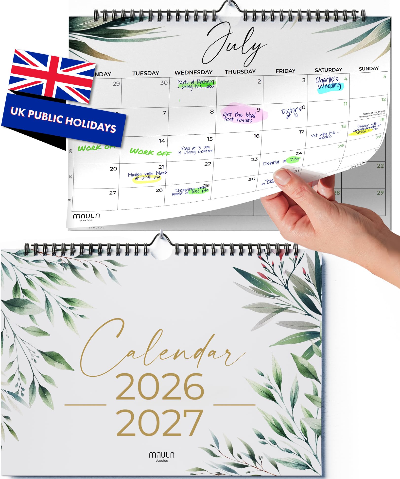 Wall Calendar 2026-2027 UK A4 – 18 Month Family Planner, Month to View