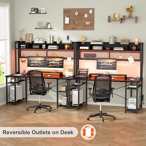 Miniatura 4 de armocity Escritorio para juegos mejorado 2024 con gabinete, escritorio mágico para computadora de 48 pulgadas con luces LED y tomacorrientes,