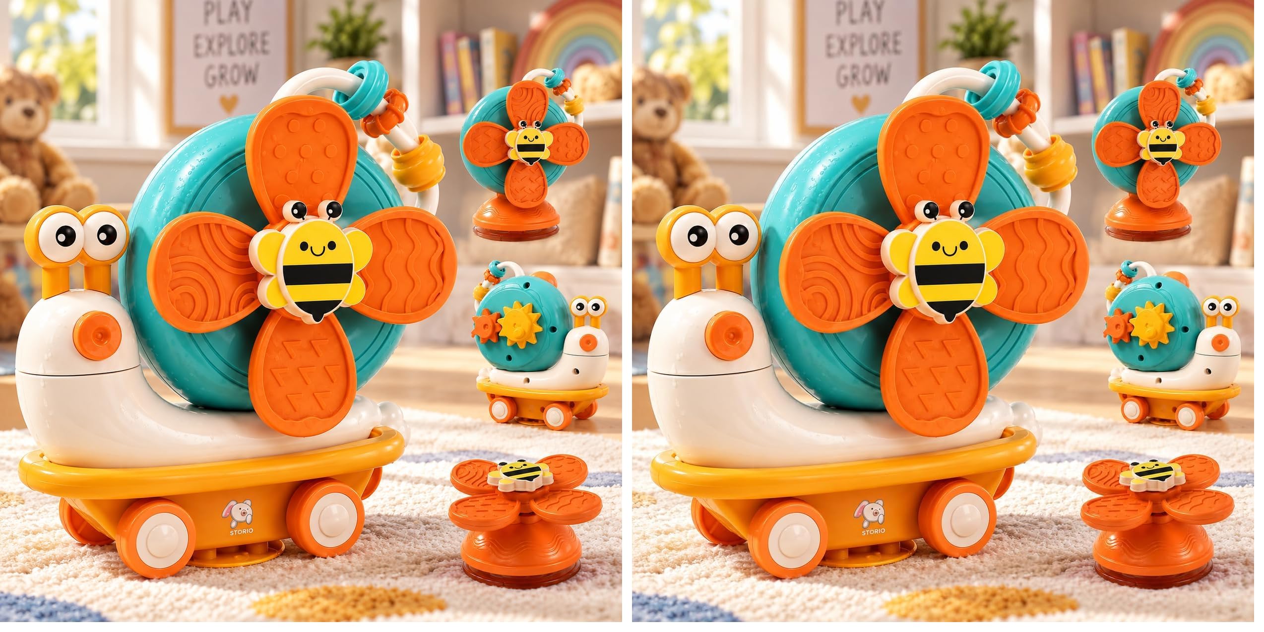 Storio Baby Products Toys 7 Pcs Rattle Set with Teathers for New Born Baby Gifts, Toy for Babies, Non-Toxic — Amazon image 19