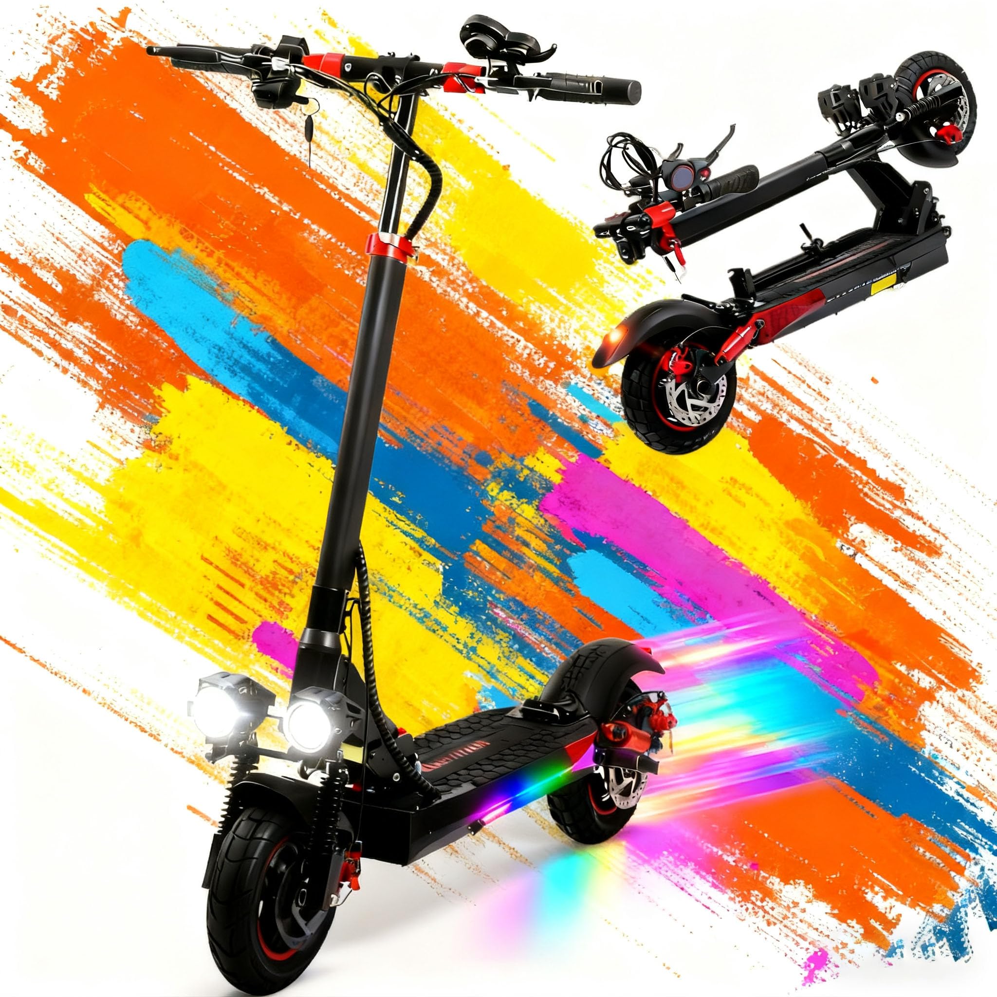 Monopattino Elettrico Adulti 500W Motore, Batteria 48V 15AH, IP54, Autonomia di 35-50 km, 10 pollici Pneumatici Fuoristrada, 3 Velocità Tutto Terreno Monopattino Elettrico, Sospensioni a Molla
