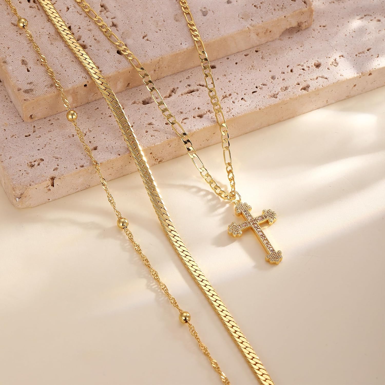 Cross Necklace for Women 14K Gold Plated Dainty Heart Cross Pendant Choker Simple Trendy Cute Cross Charm Diamond Necklace Faith Jewelry Religious Minimalist Gift - Image 5