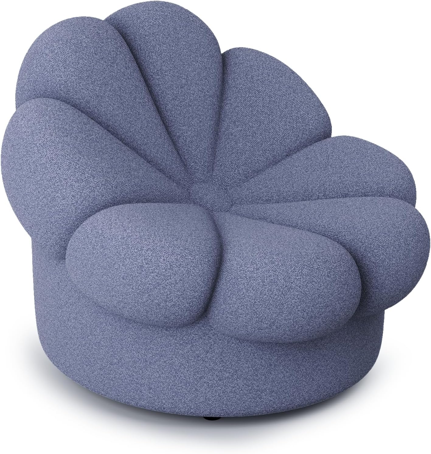 Magshion Soft Mohair Blooming Flower Lounge Chair Upholstered Cushion Padded Lazy Accent Cushion Pad Couch Floor Sofa for Living Room Corner Accent Bedroom Office Round Bean Bag Seat, Blue