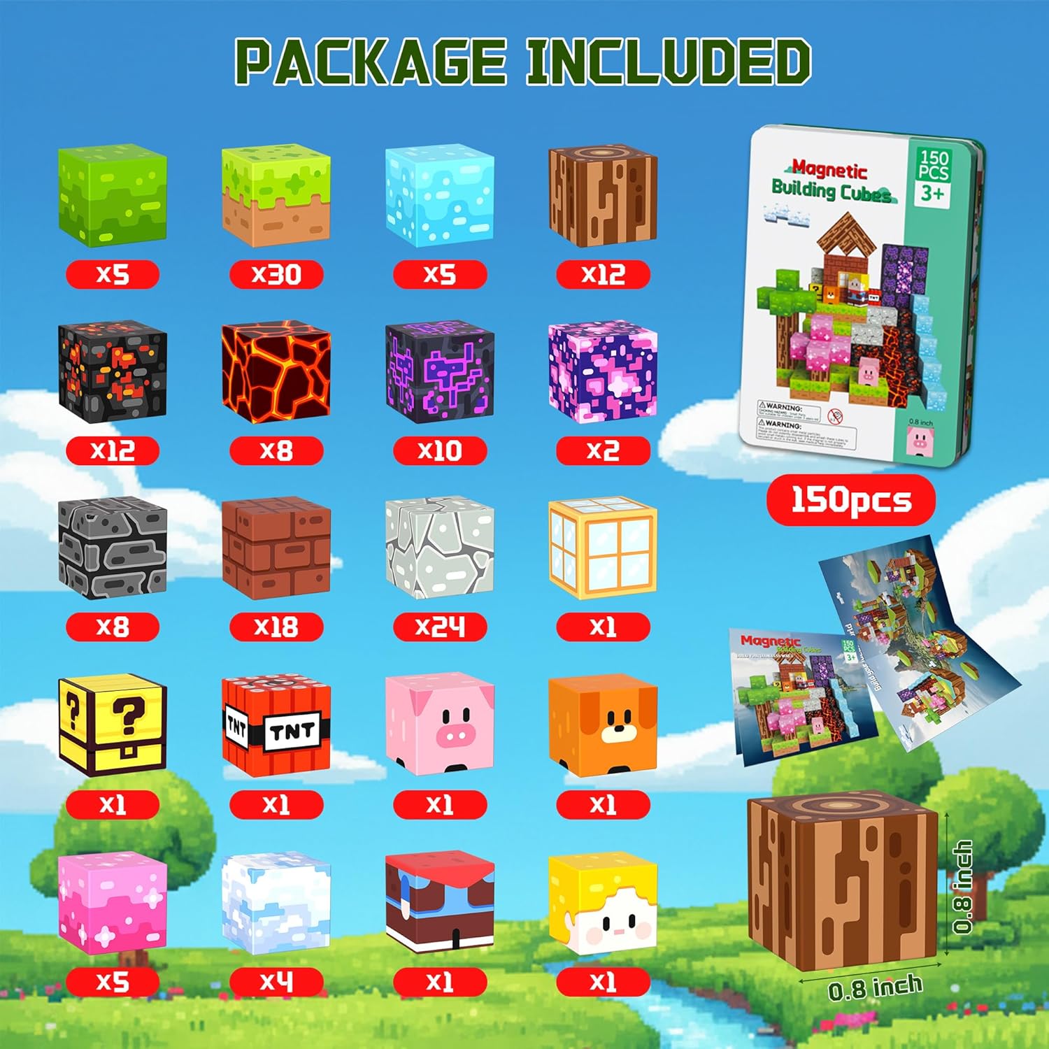 OUGUI 150 PCS Magnetic Blocks Building Block Kids - Magnet Cubes Boy Girl Constructions Toys STEM Montessori Educational Stacking Sensory Toy for Ages 3 4 5 6 7 8 9 10 11 12 Christmas Birthday Gift - Image 2