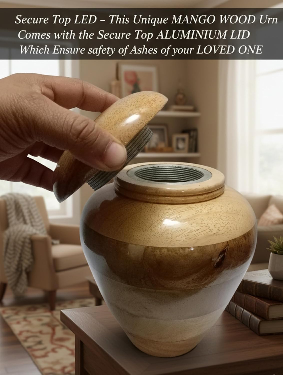 Handcrafted Wooden Urn for Adult Human Ashes with Velvet Bag Cremation Urns -Decorative Urns-Funeral Urns for Human Ashes-Elegant Cremation Urns-Medium Size up to 160 lbs - Image 5