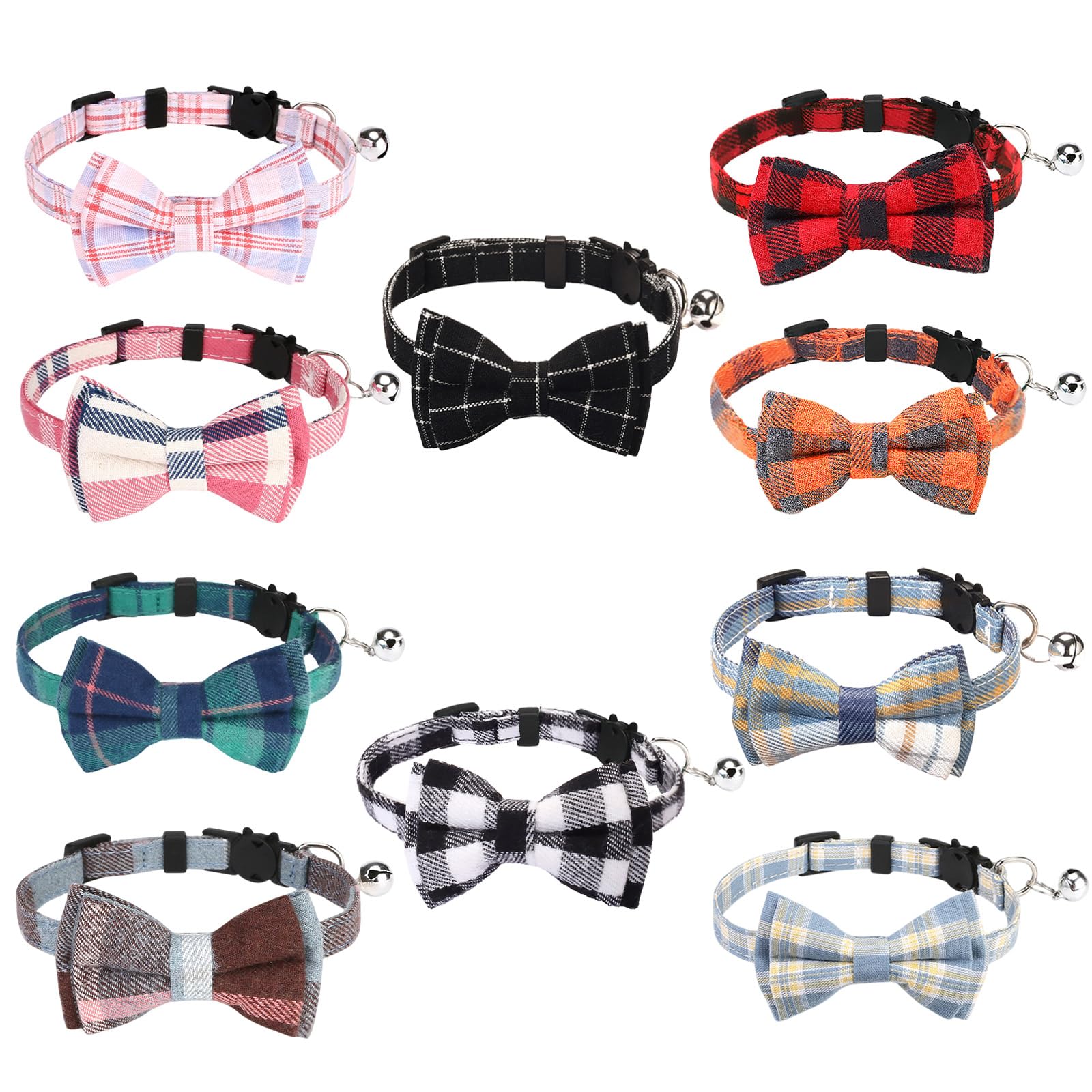 10 collares de gato con pajarita y campana, collares extraíbles para gatos, gatitos y cachorros
