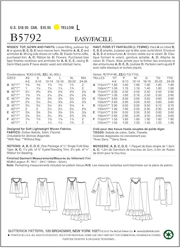Miniatura 2 de Butterick Patterns B5792 - Patrón de costura para mujer, talla Y (XSM-SML-MED)